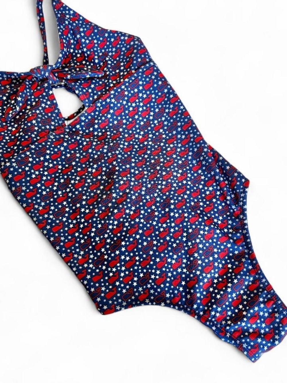 Vineyard Vines Kids One-Piece Swimsuit - Blue with Red & White Print Large